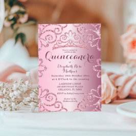 Invitation Quinceanera Parties scintillant fille rose pâle An