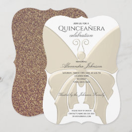 Invitation Quinceanera Parties scintillant Gold Butterfly 15e