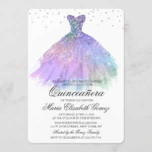 Invitation Quinceanera Parties scintillant robe Diamond Invit