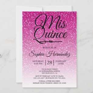 Invitation Quinceañera Parties scintillant rose chaud 15e ann