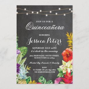 Invitation Quinceanera Party Aloha Lumières tropicales Invita