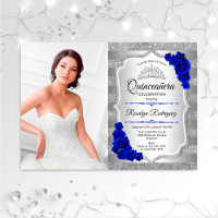 Quinceanera Party avec photo - Silver Royal Blue