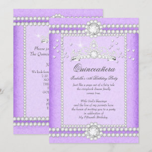 Invitation Quinceanera Party Joli Lilac Coeur Diamond Tiara