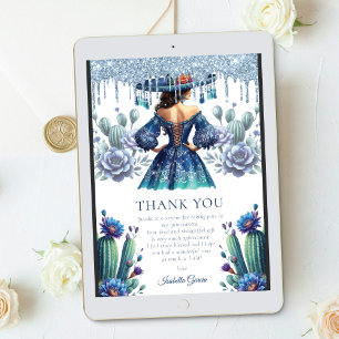Invitation Quinceañera personnalisée de style mexicain bleu