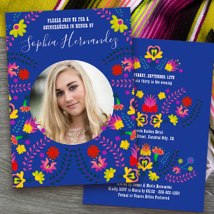 Invitation Quinceanera Photo Fête mexicaine Bleu