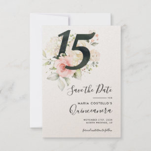Invitation Quinceanera Pink Floral Enregistrer la date Annonc