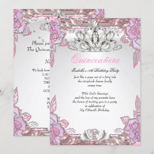 Invitation Quinceanera Pink Lilac 15e fête d'anniversaire 2