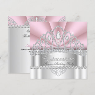 Invitation Quinceanera Princess Rose White Diamond Tiara