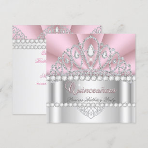 Invitation Quinceanera Princess Tiara fête d'anniversaire