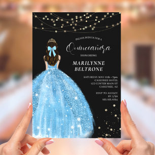 Invitation Quinceañera Princesse Bleu Myosotis