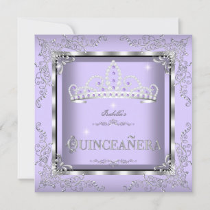 Invitation Quinceanera Purple Lavande Silver Diamond Tiara 4