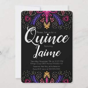 Invitation Quinceanera Quince Amusant Floral Pointillé Chic