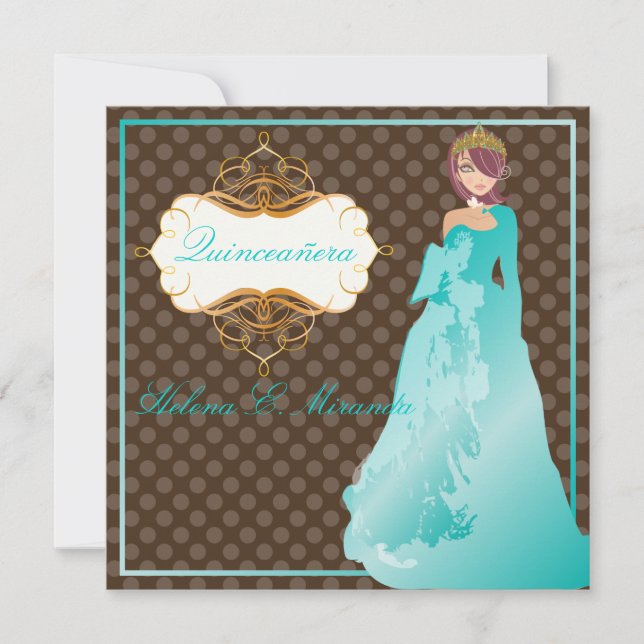 Invitation Quinceañera/Quince años princesse/pois (Devant)