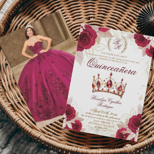 Invitation Quinceanera Red Roses Photo 15e anniversaire