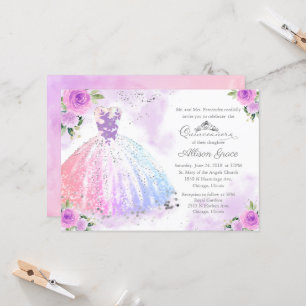 Invitation Quinceañera Robe de Couleur Pastel Arge