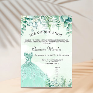 Invitation Quinceanera robe de fougères de forêt enchantée