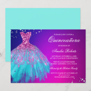 Invitation Quinceanera Robe Étincelante Rose Sarce