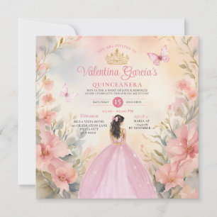 Invitation Quinceañera rose 15 Anos Fleurs Parties scintillan