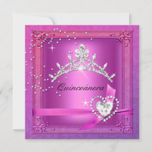 Invitation Quinceanera rose 15ème Tiara 15 Anniversaire