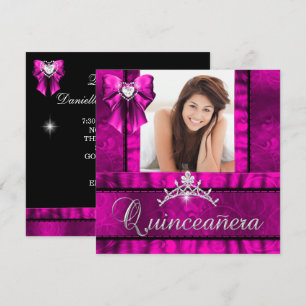 Invitation Quinceanera rose chaud 15e anniversaire de la fête