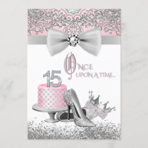 Invitation Quinceanera rose et argent