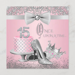 Invitation Quinceanera rose et argent fête d'anniversaire