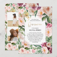 Quinceañera Rose girly floral 4 photo anniversaire