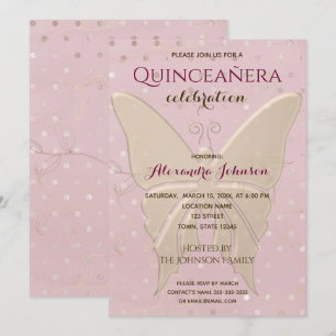 Invitation Quinceanera Rose Gold 15e anniversaire