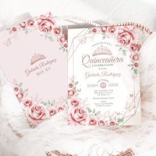 Invitation Quinceanera Rose or rose floral rose rose