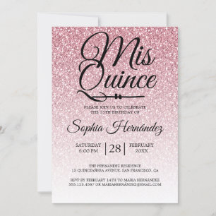Invitation Quinceañera Rose Parties scintillant rose 15e anni