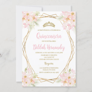 Invitation quinceañera rose rose