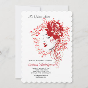 Invitation Quinceañera Rose Rouge