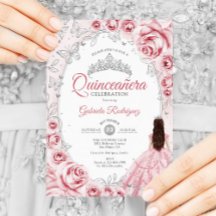 Quinceanera Rose Silver Floral