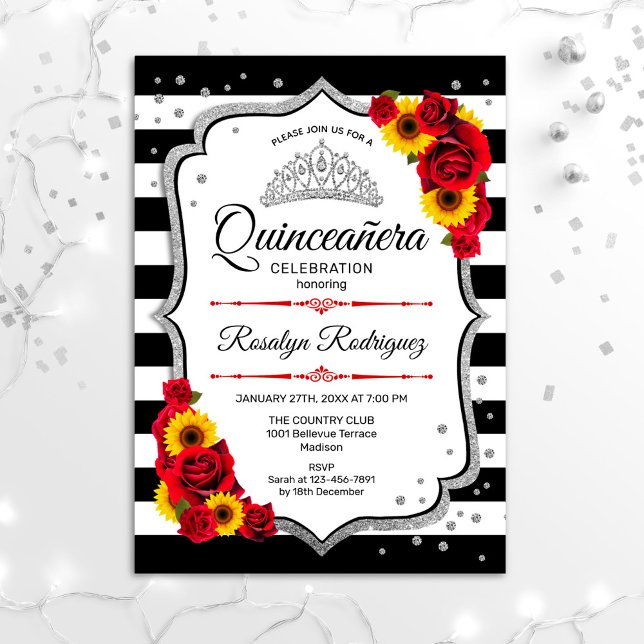 Invitation Quinceanera - Roses de tournesols (Créateur téléchargé)