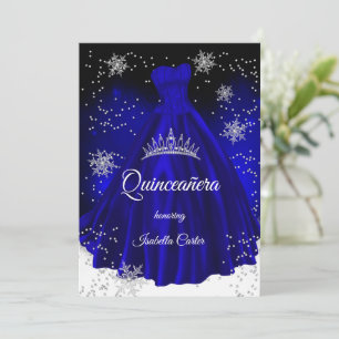 Invitation Quinceanera Royal bleu flocon de neige Robe en arg