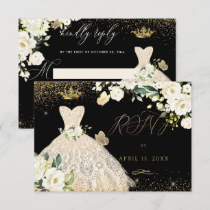 Invitation Quinceanera RSVP Champagne Gold Parties scintillan