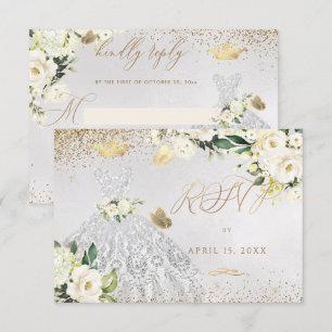 Invitation Quinceanera RSVP Parties scintillant Argent Invita