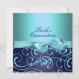 Invitation Quinceañera Rubans Bleus & Tourbillon