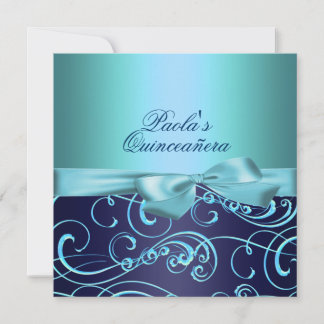 Invitation Quinceañera Rubans Bleus & Tourbillon