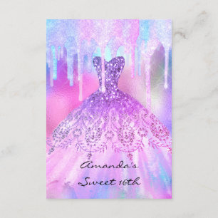 Invitation Quinceanera Sweet 16th Drips Holographique robe