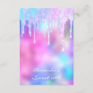 Invitation Quinceanera Sweet 16th Drips Holographique rose