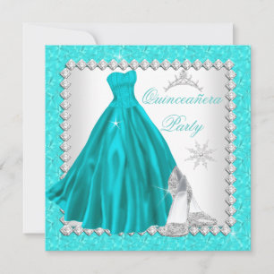 Invitation Quinceanera turquoise 15ème fête d'anniversaire du