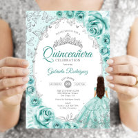 Quinceanera Turquoise Argent Floral