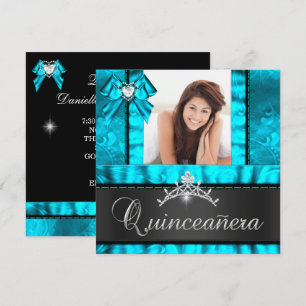 Invitation Quinceanera Turquoise bleue 15ème anniversaire de 