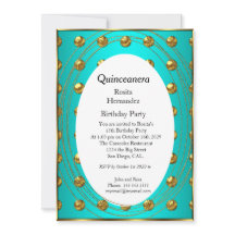 Quinceanera Turquoise Green Gold Balls fête d'anni