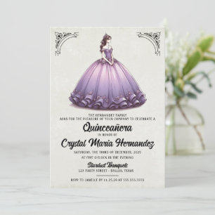 Invitation Quinceañera violet