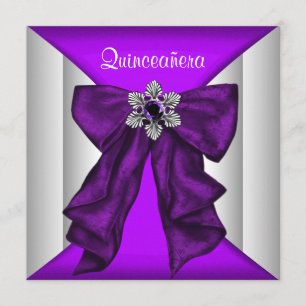 Invitation Quinceanera violet blanc de la cave