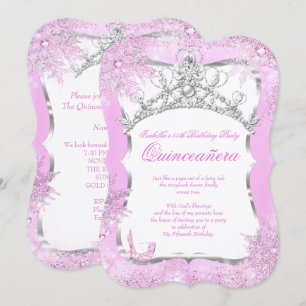 Invitation Quinceanera Winter Wonderland Silver Pink Heures 2