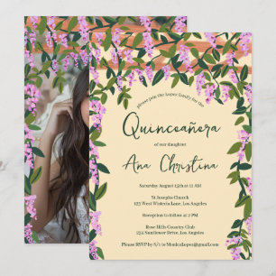 Invitation Quinceañera Wisteria Vines Floral Photo personnali