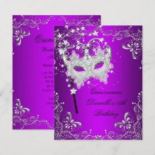 Invitation Quinze ans de Quinceanera Masquerade Violet